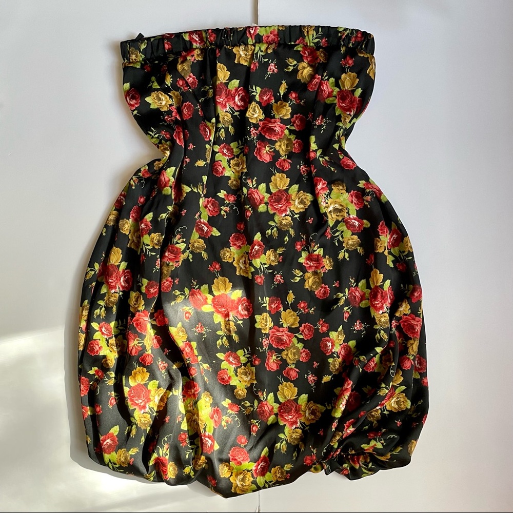 Body Central Black Floral Mini Tube Dress - Size S